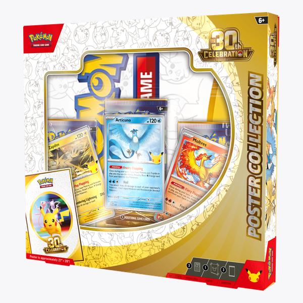 Pokémon TCG: 30th Celebration Poster Collection — zestaw z plakatem i kartami Articuno, Zapdos i Moltres